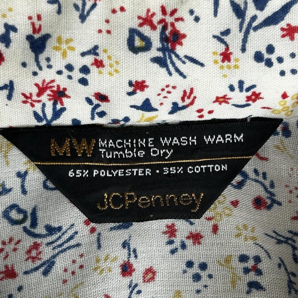 Vintage JCPenney Shirt Mens 15.5 34/35 Multicolor Plaid Floral 70s Funky Retro - Picture 4 of 11